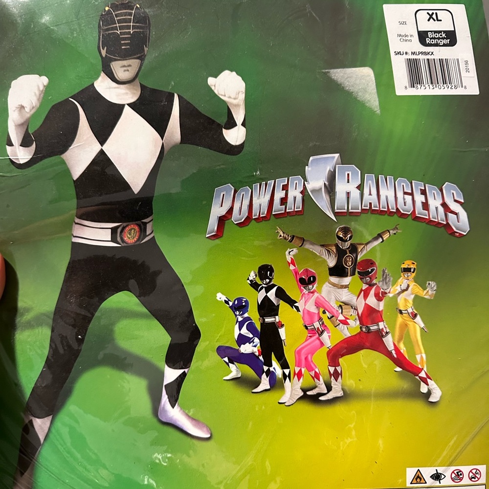 Men’s Power Ranger costume in black- XL. Morph Costumes